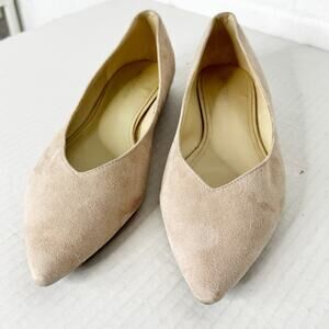 Marc Fisher Pointed Toe Ballet Flats Nude Beige Suede Leather Size 10